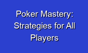 Poker Mastery: Strategies for All Players