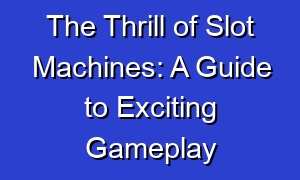 The Thrill of Slot Machines: A Guide to Exciting Gameplay