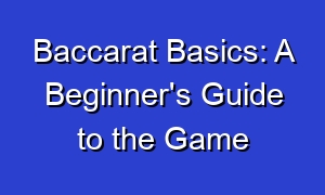 Baccarat Basics: A Beginner's Guide to the Game