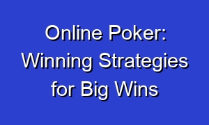 Online Poker: Winning Strategies for Big Wins